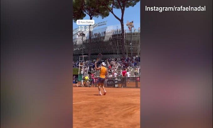 Tennis, l'allenamento di Nadal a Roma