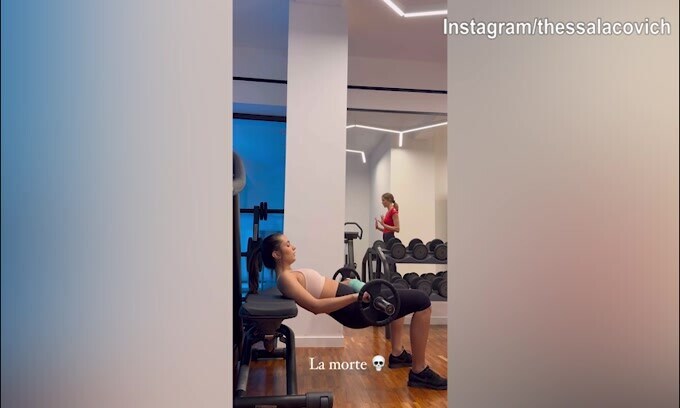 Lady Locatelli in palestra: Thessa sembra sfinita....