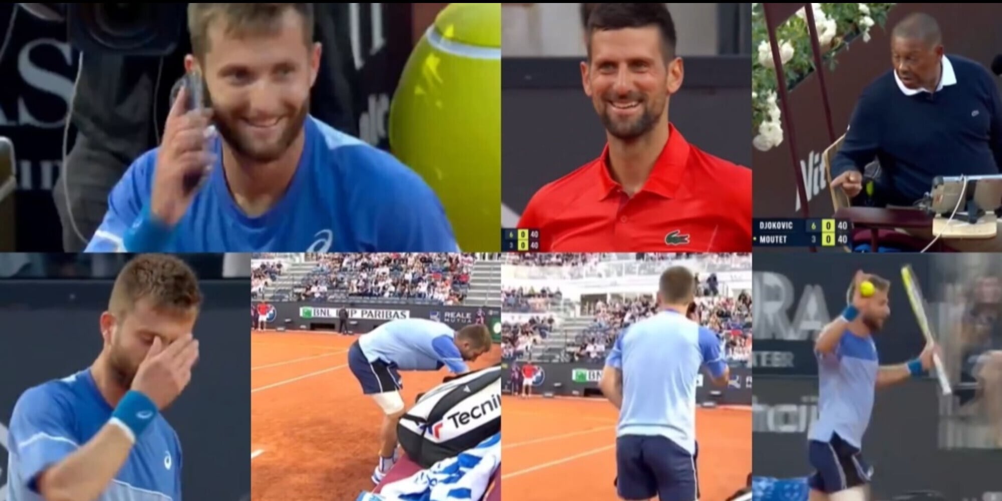 Moutet, che imbarazzo! Sfida Djokovic ma squilla il telefono: le reazioni