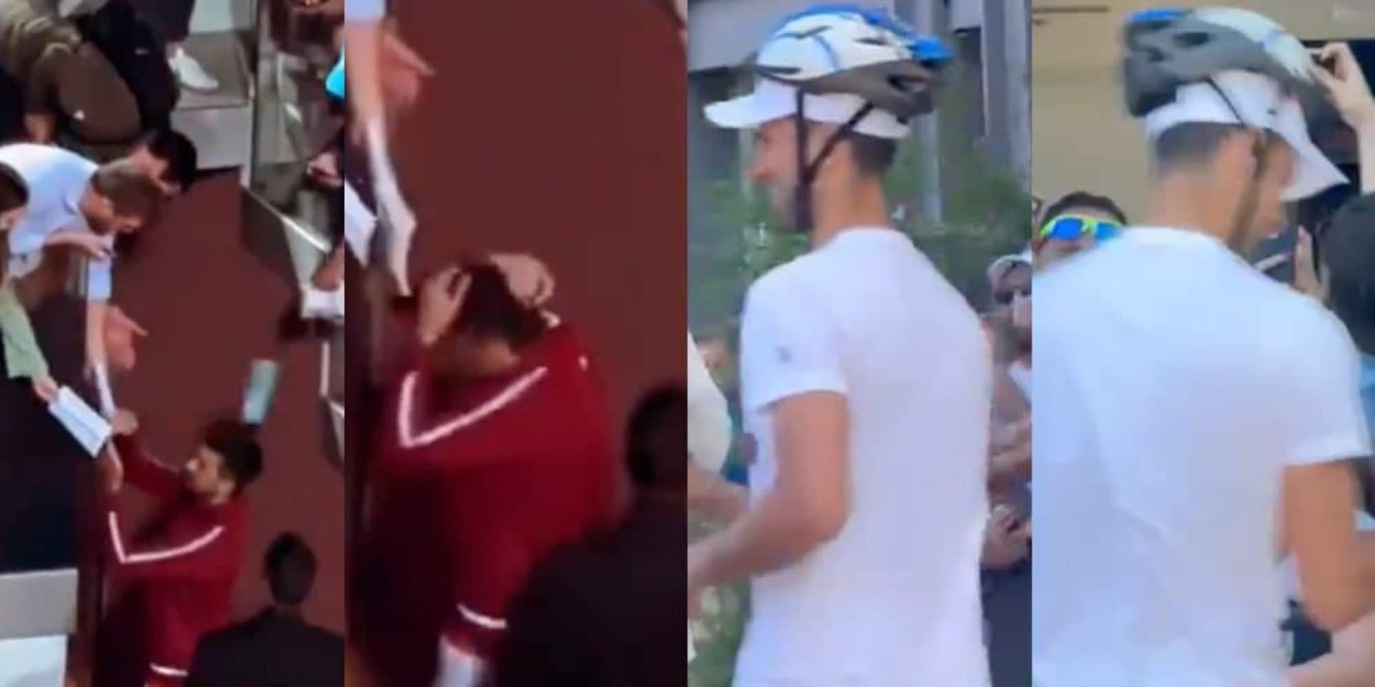 Djokovic si allena al Foro Italico, firma gli autografi ai tifosi con il casco!