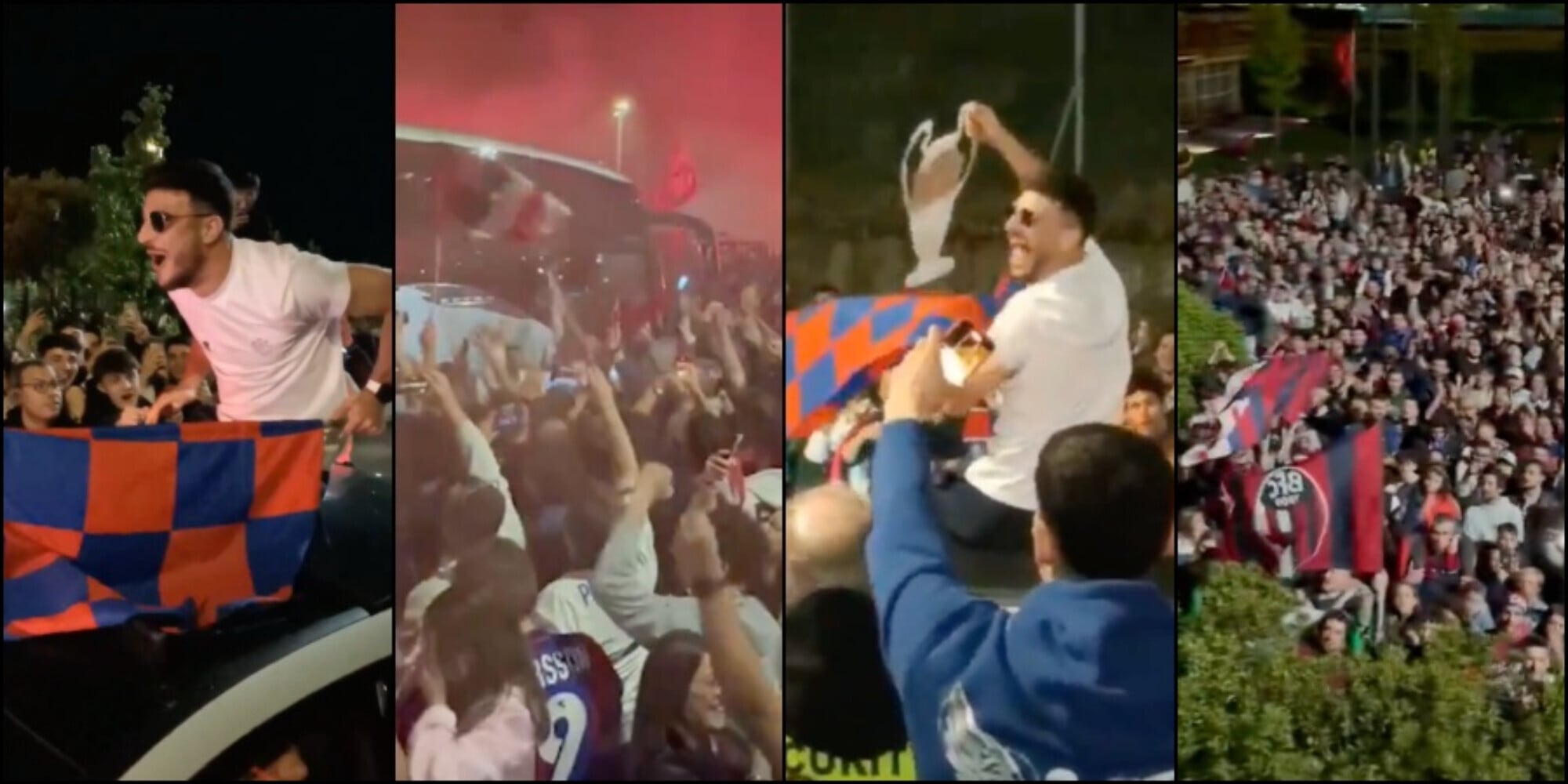 Bologna in festa, Orsolini pazzo di gioia: alza la Champions di cartone