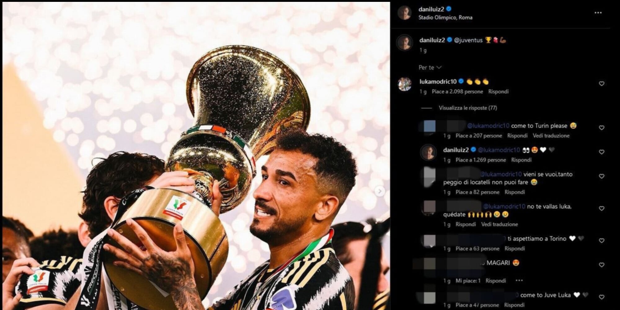 Occhiolino social a Modric: Juve, Danilo si traveste da Giuntoli...