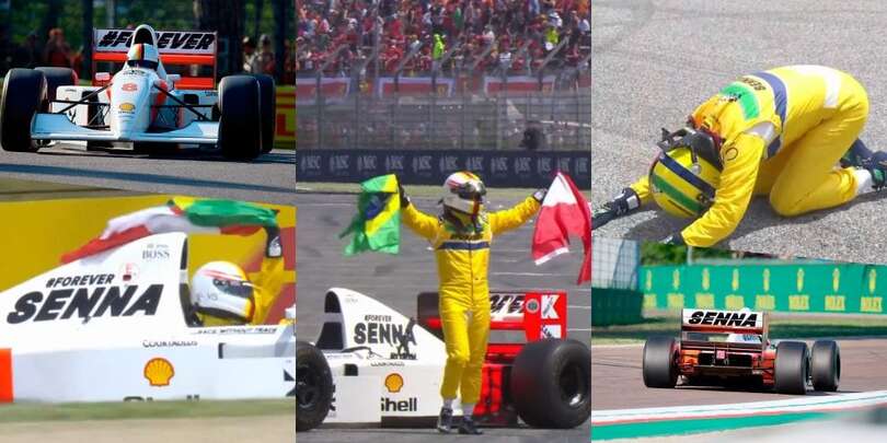 Vettel omaggia Senna: a Imola show con la sua McLaren MP4/8