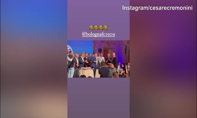 Bologna, Cremonini presente alla festa con Thiago Motta e Saputo
