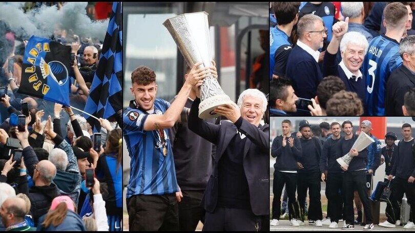Atalanta, ritorno a Bergamo con l'Europa League: la festa con i tifosi