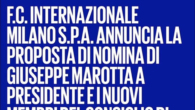 Inter, il nuovo presidente è Giuseppe Marotta