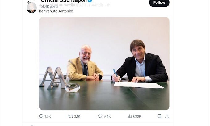 Ufficiale, Napoli: Conte è il nuovo tecnico