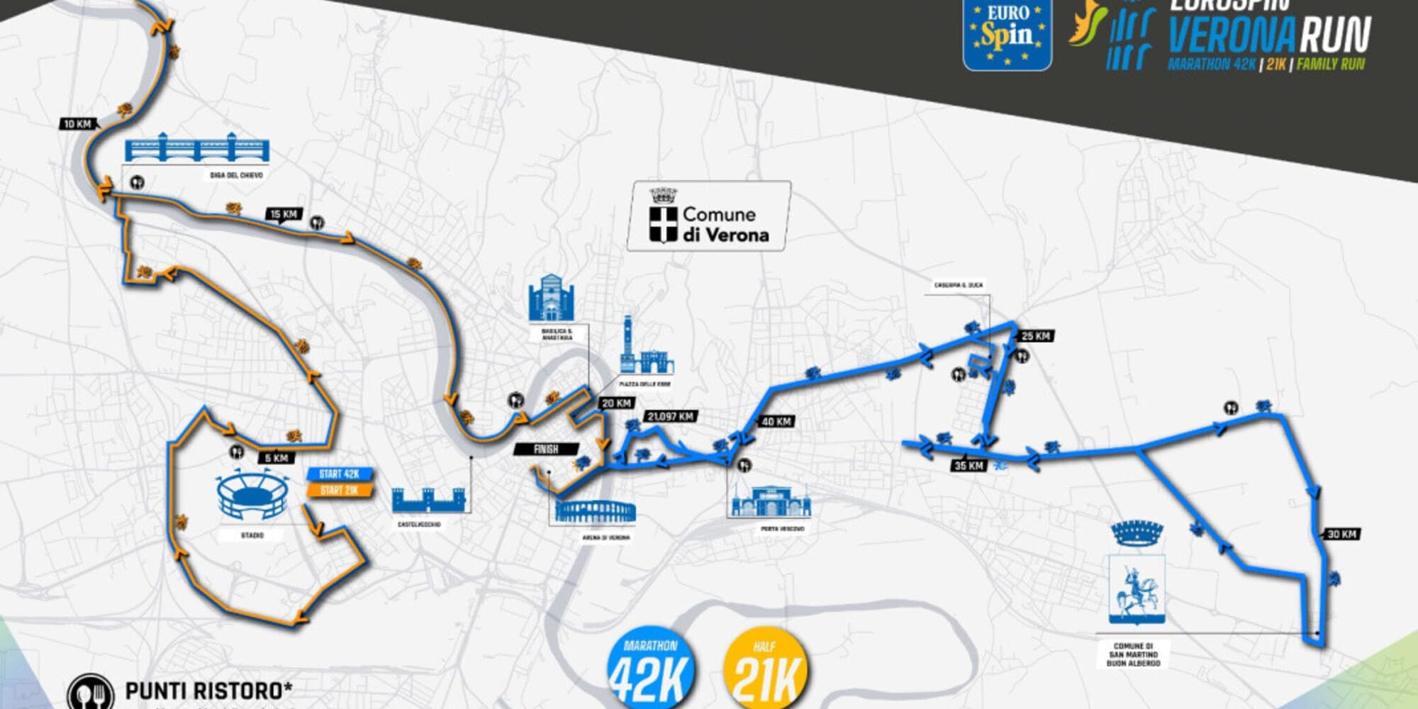 Confermato il percorso della Eurospin Verona Run Marathon 42K e 21K