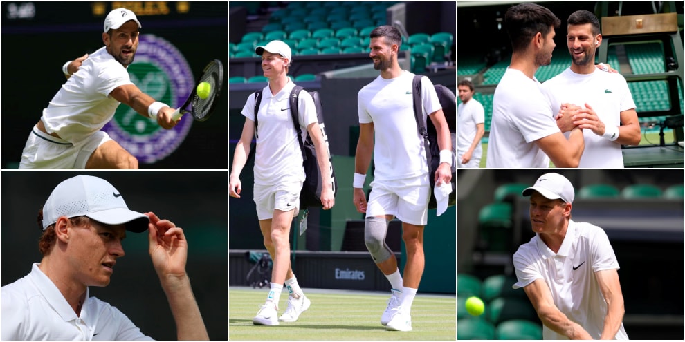 Sinner-Djokovic, allenamento tra numeri uno a Wimbledon: c'è anche Alcaraz