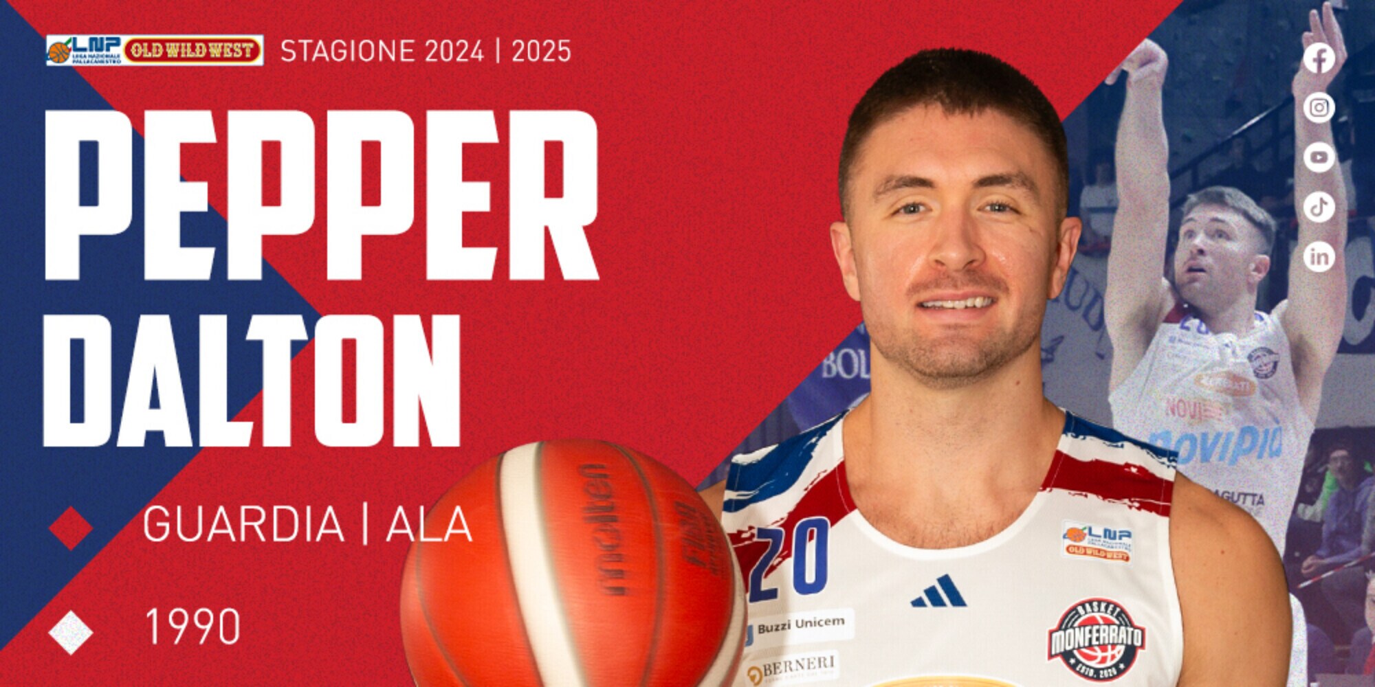Monferrato Basket conferma Dalton Pepper