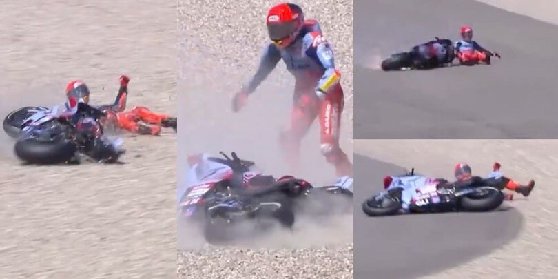 Marquez cade al secondo giro durante la sprint ad Assen: la reazione del box