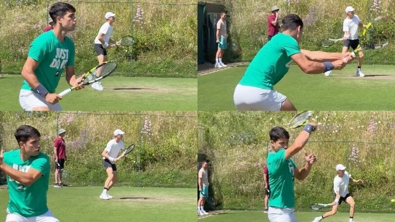 Sinner-Alcaraz, allenamento fianco a fianco a a Wimbledon: che sincronia!