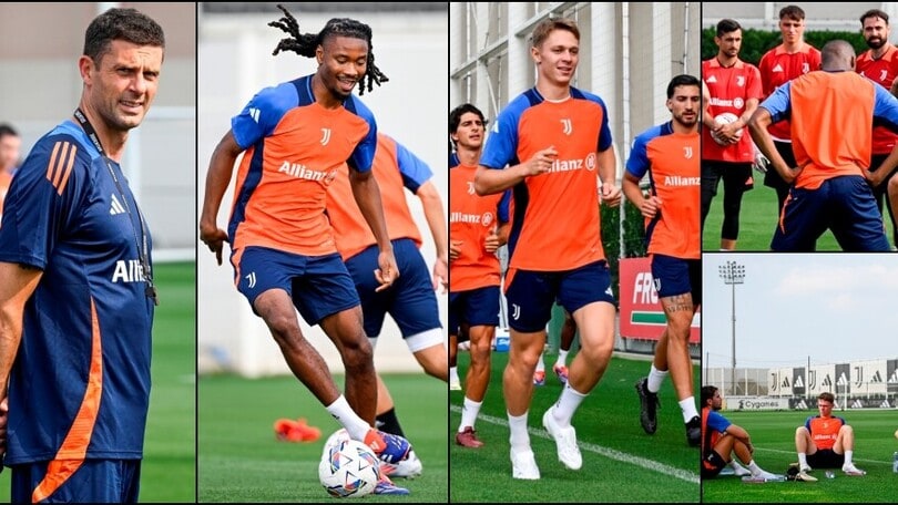 Thiago Motta dirige il primo allenamento Juve: volti nuovi, fatica e discorsi