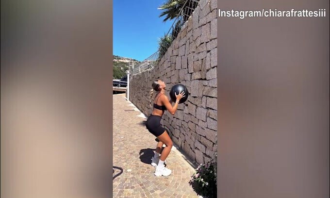 Chiara Frattesi, giornata di lavoro in palestra