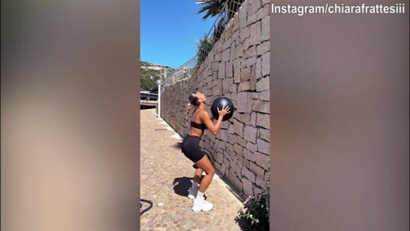 Chiara Frattesi, giornata di lavoro in palestra