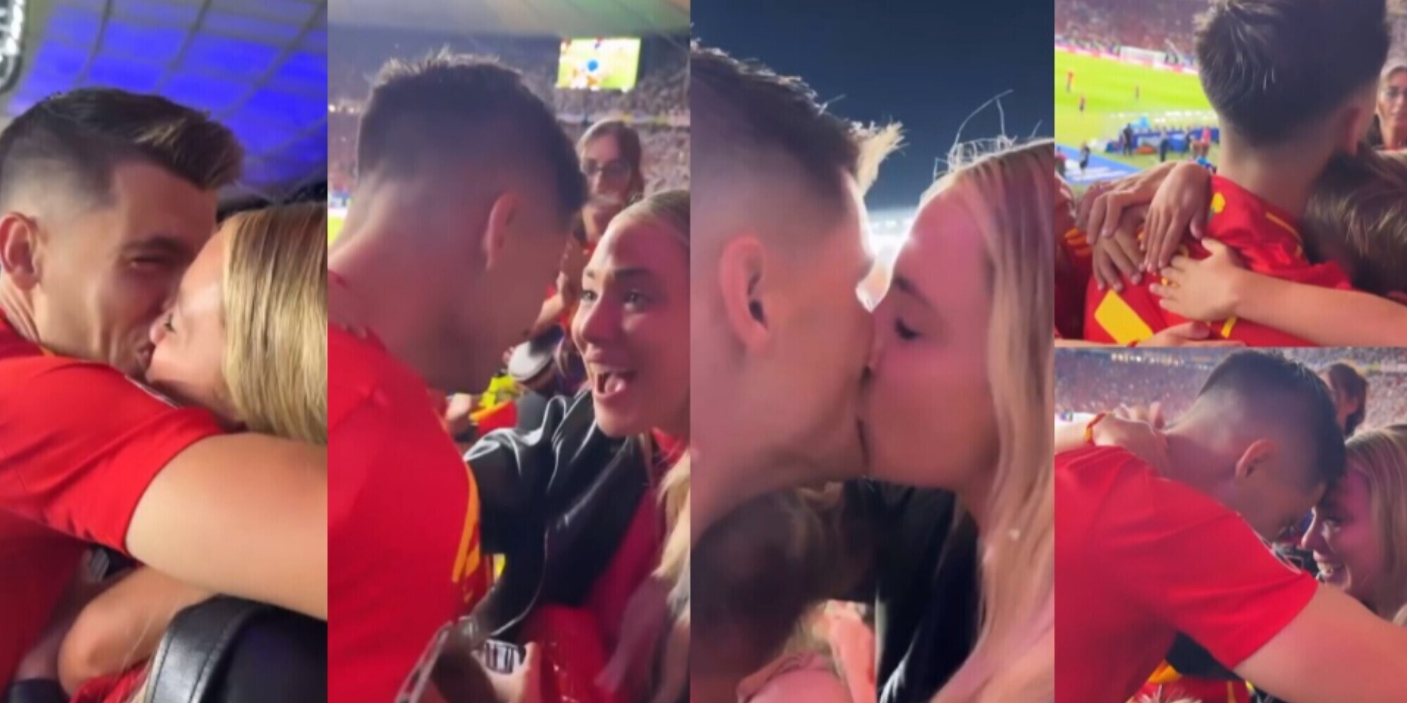 Morata campione, prima la famiglia: i baci con Alice Campello dopo la finale