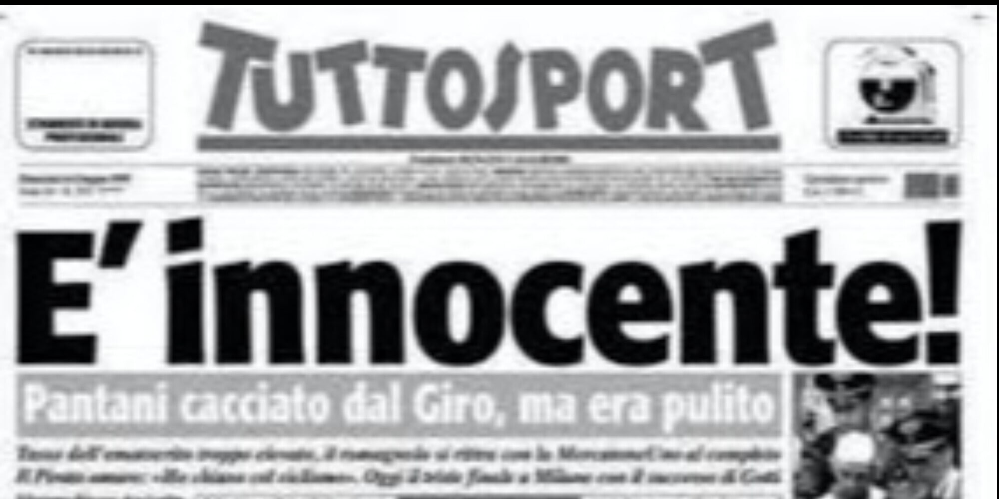 "Pantani è innocente": quel titolo di Tuttosport di 25 anni fa oggi è più che mai attuale