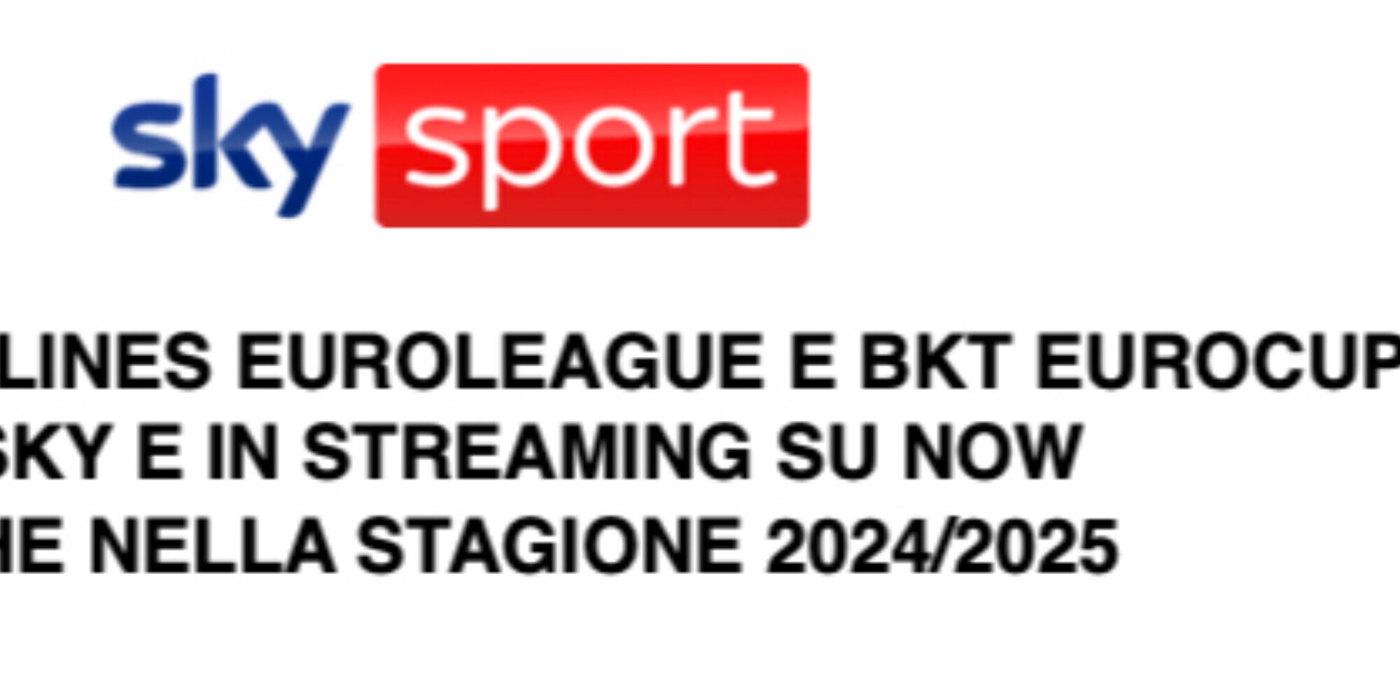 L'Eurolega e l'Eurocup di basket su Sky e Now