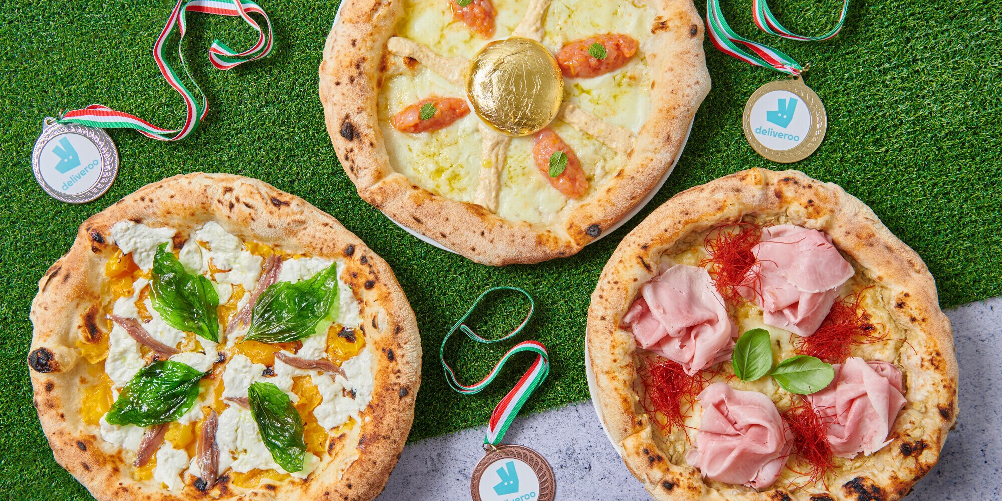 Deliveroo, tre pizze speciali per celebrare lo sport italiano