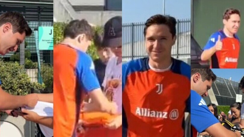 Juve, Chiesa arrivato al JMedical per le visite: foto e autografi con i tifosi