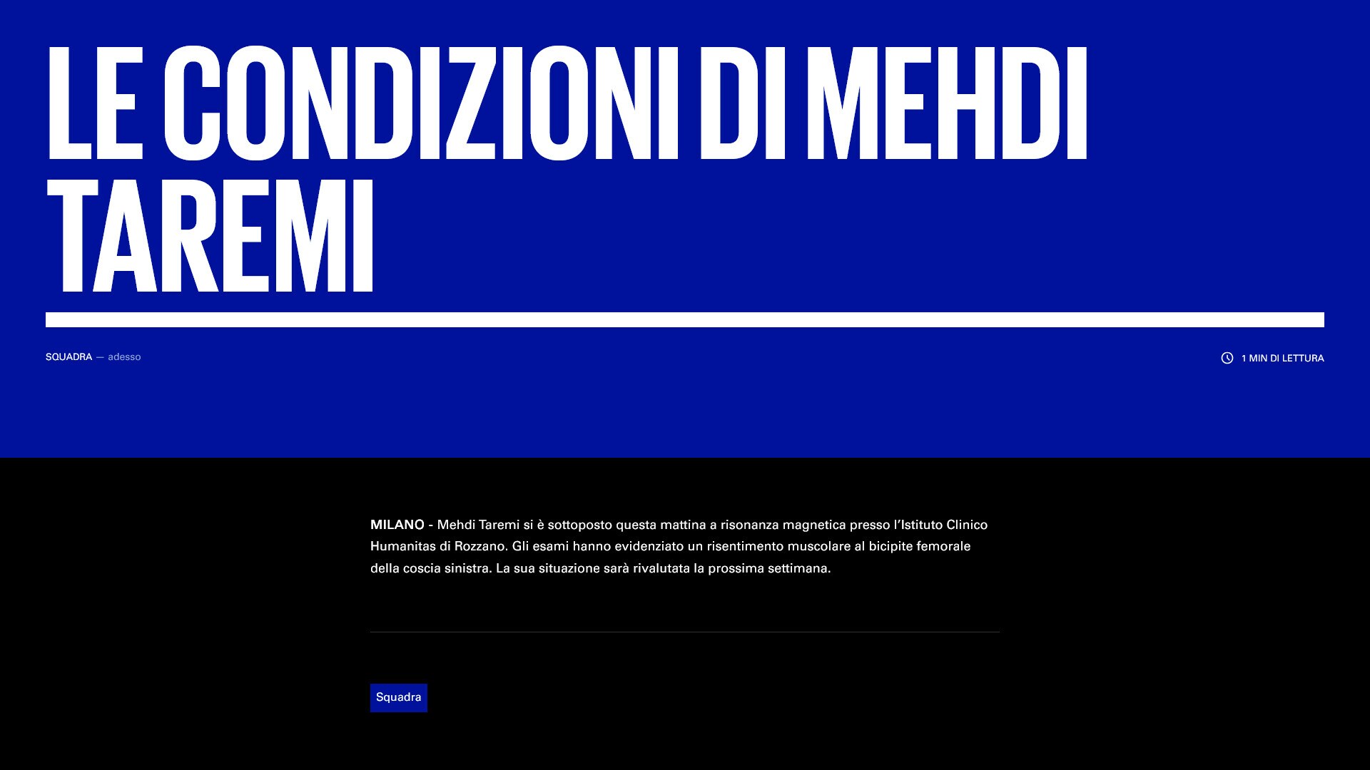 Inter, stop Taremi per risentimento muscolare