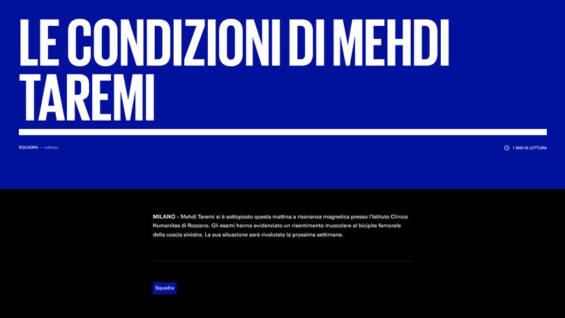 Inter, stop Taremi per risentimento muscolare