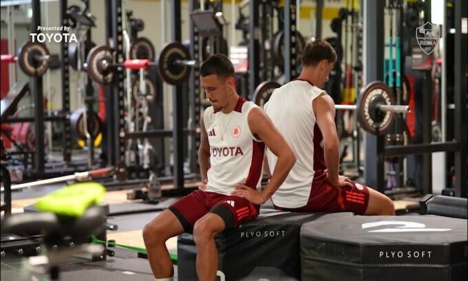 Roma, lavoro in palestra per la squadra giallorossa