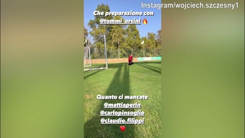 Szczesny, allenamento in solitaria e manda un messaggio social ai compagni