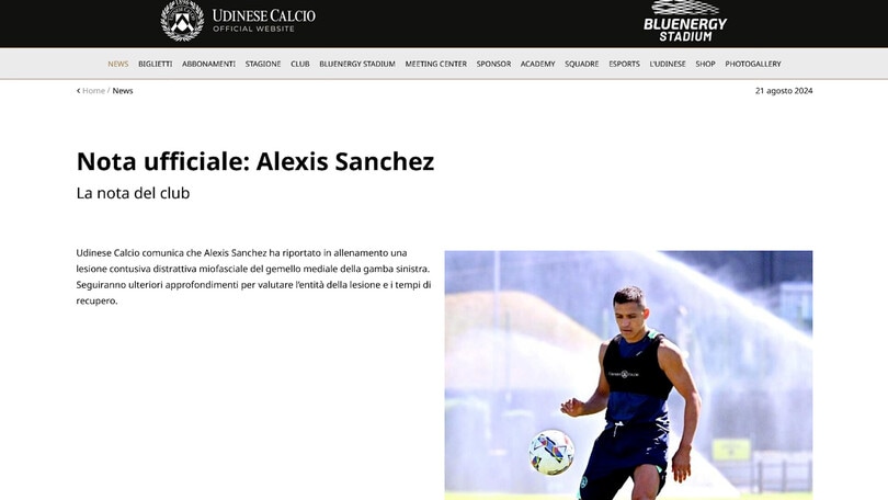 Udinese, Sanchez stop: rischia di tornare dopo la sosta