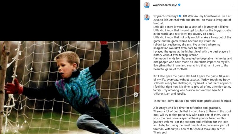 Ufficiale: Szczesny annuncia il ritiro dal calcio