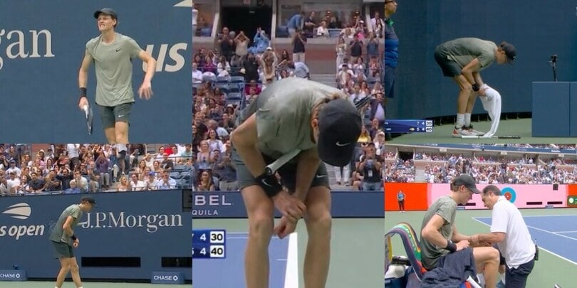 Sinner cade e si fa male: dolore al polso sinistro, interviene il fisioterapista