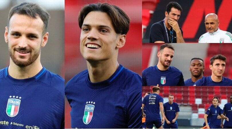 Gatti, Ricci, Cambiaso e Fagioli: sorrisi e concentrazione verso Israele-Italia