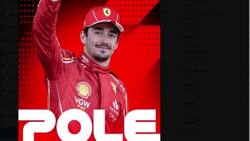 F1, Gp Azerbaijan: pole per Leclerc, Sainz 3°