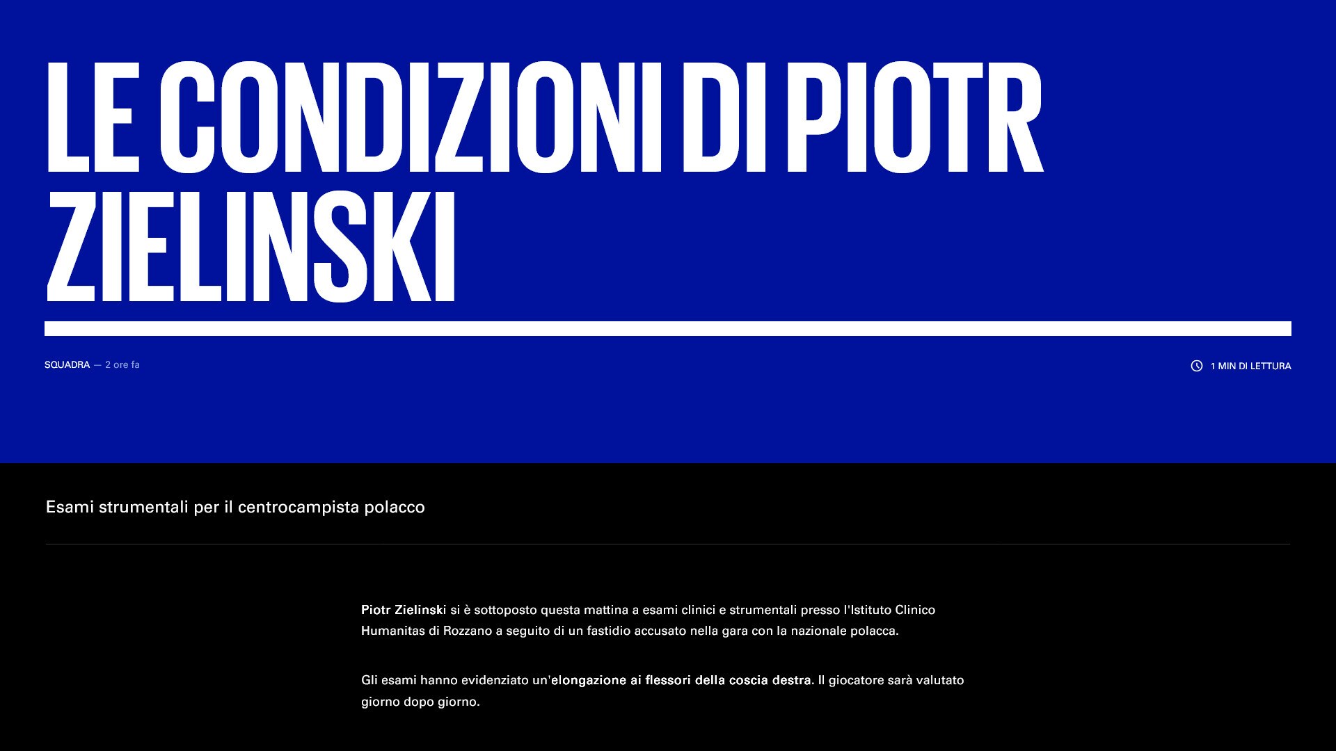Inter, stop Zielinski: il polacco salta la Roma