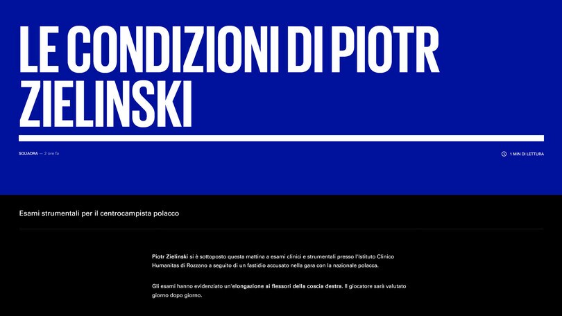 Inter, stop Zielinski: il polacco salta la Roma