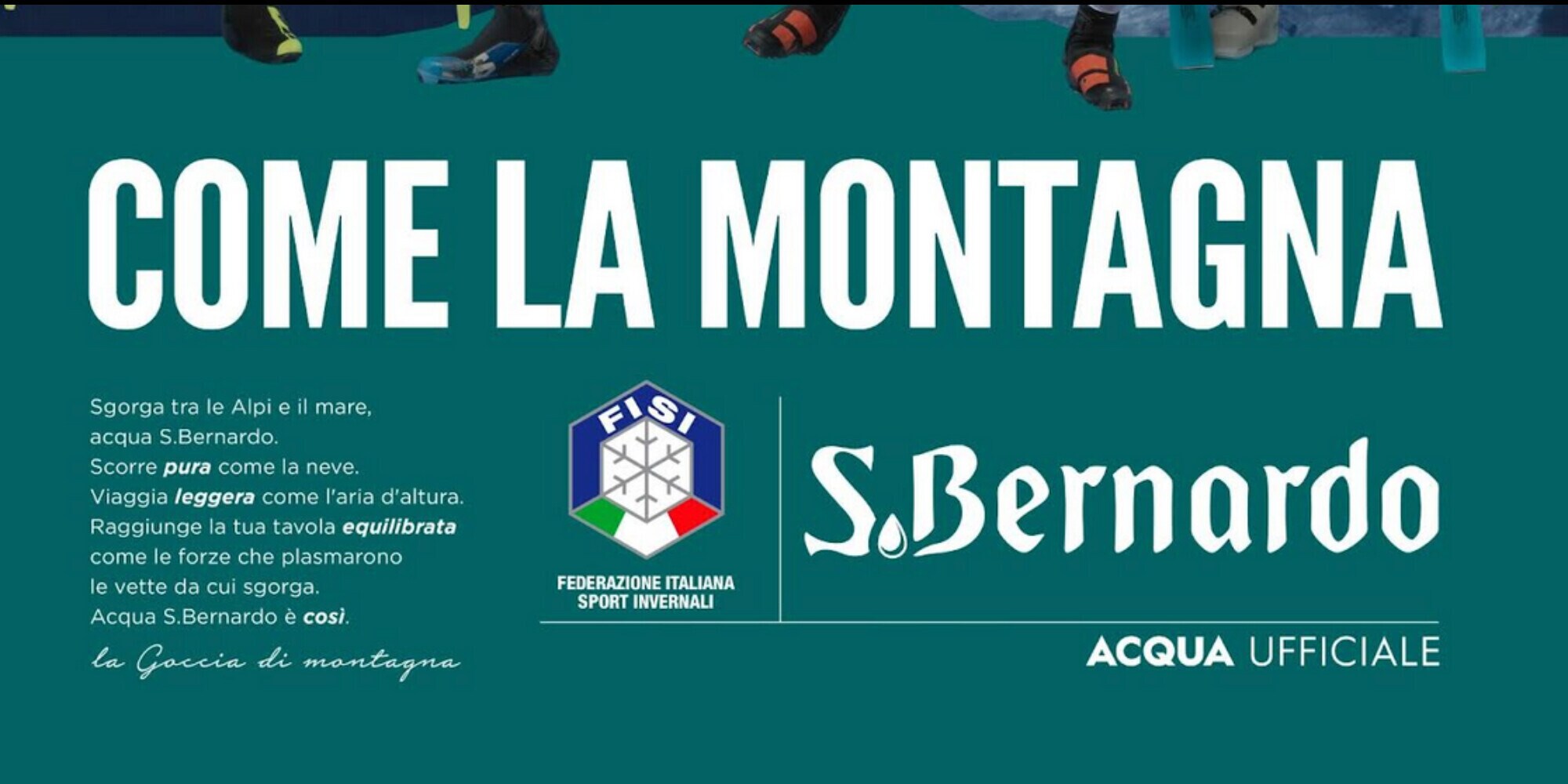 San Bernardo, acqua ufficiale FISI, svela la campagna "Come la montagna"