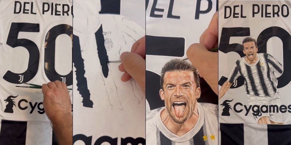 Del Piero 50, gli auguri speciali della Juve: la maglia è un’opera d’arte