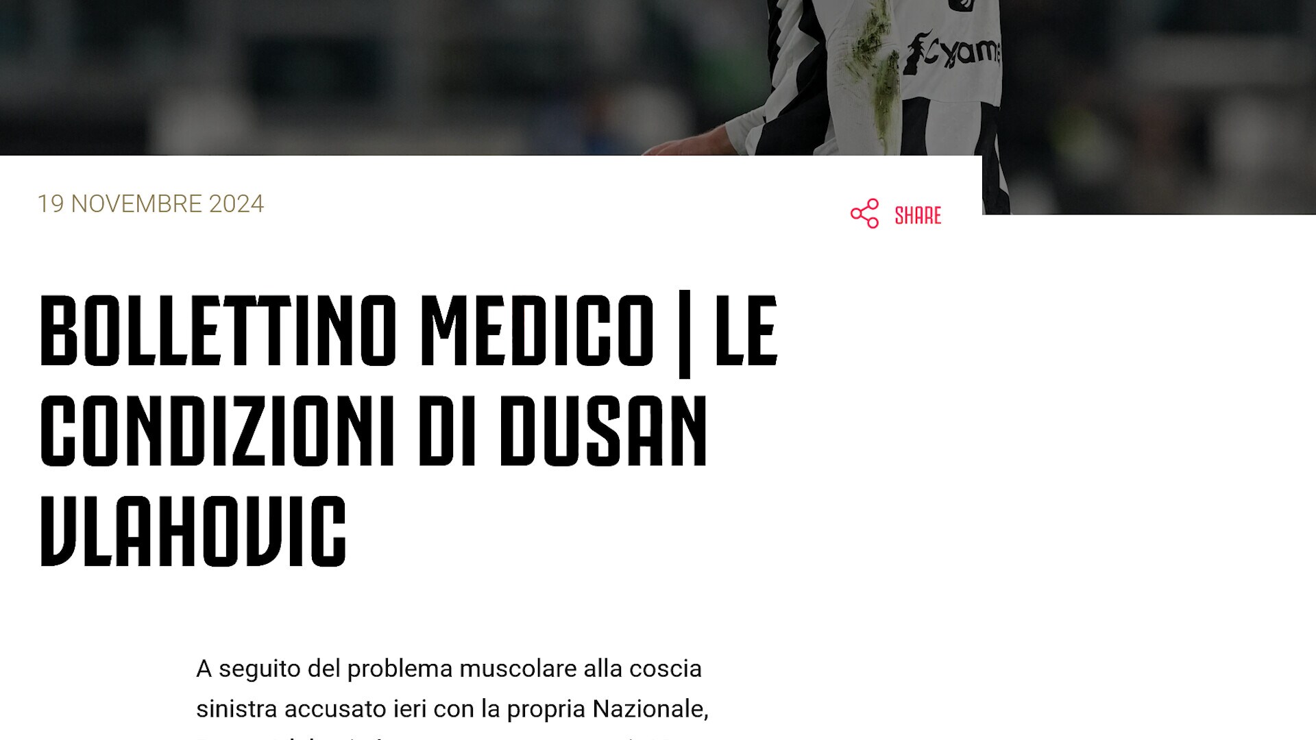 Juve, Vlahovic si ferma: salta il Milan, ma sono escluse lesioni