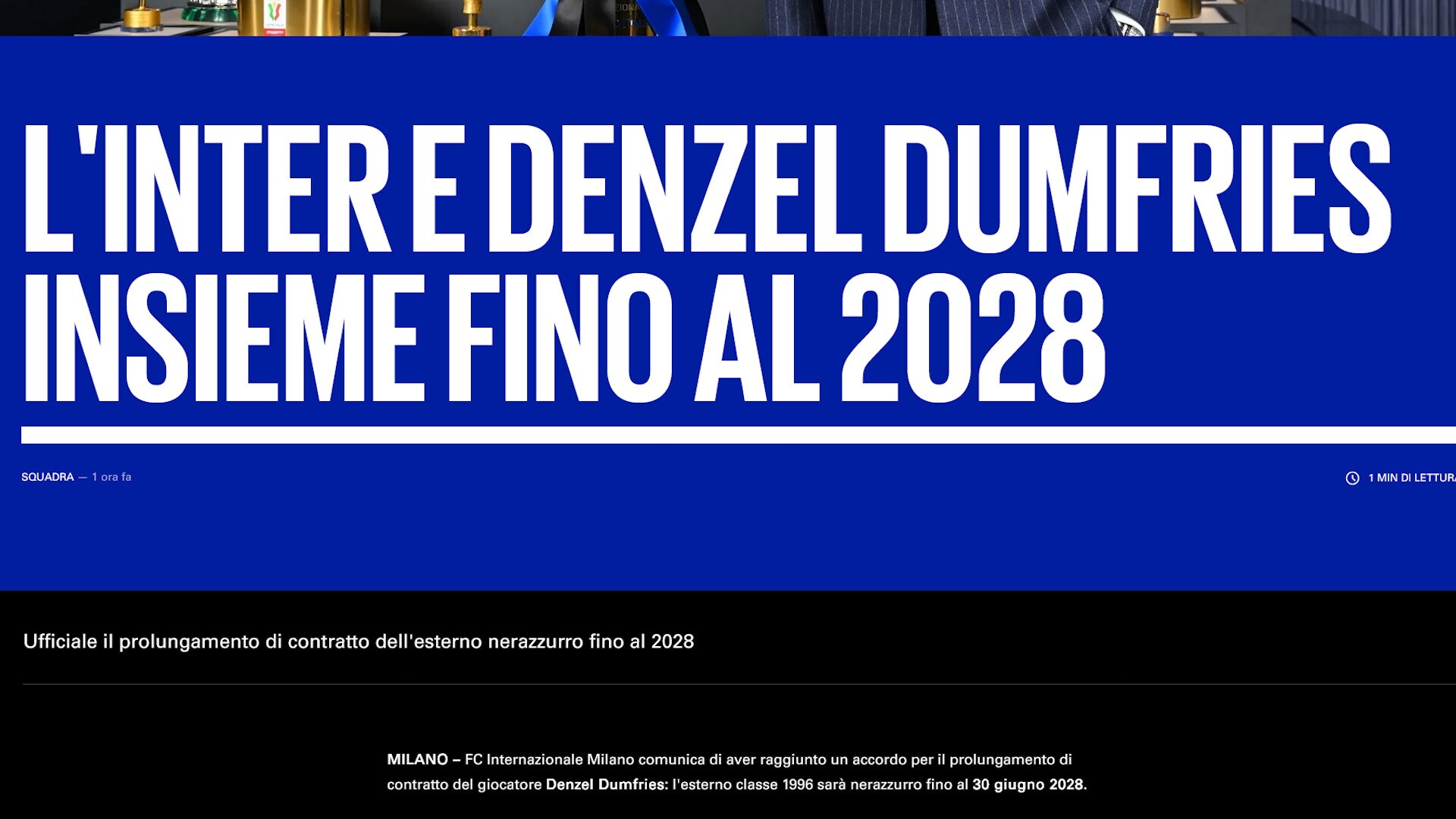 Ufficiale: Inter, Dumfries rinnova fino al 2028