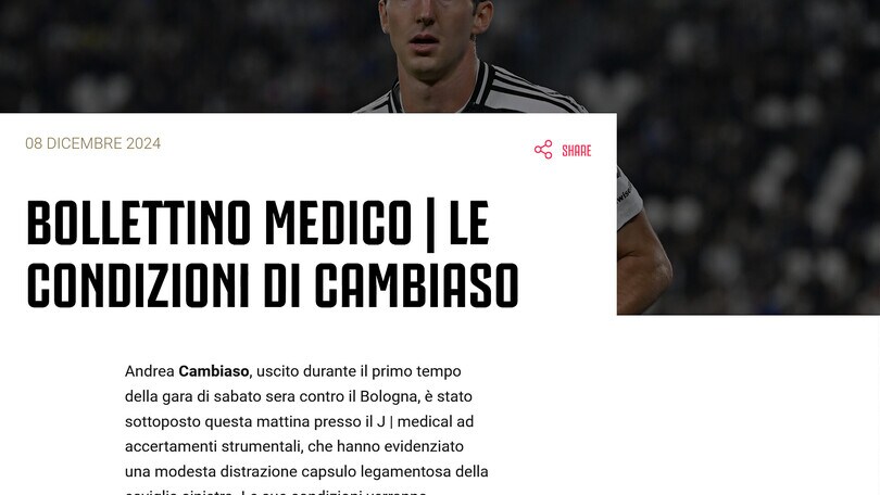 Juve: infortunio Cambiaso, modesta distrazione per il calciatore