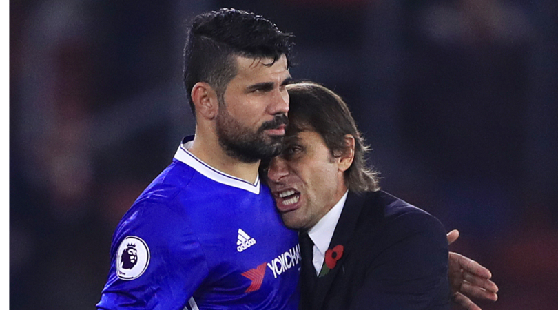 Premier League, l'abbraccio di Conte a Diego Costa