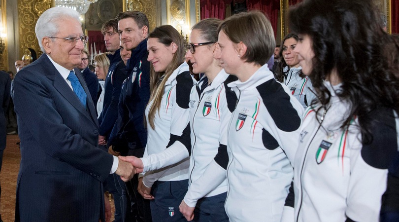 Pyeongchang 2018, Mattarella consegna la Bandiera agli azzurri
