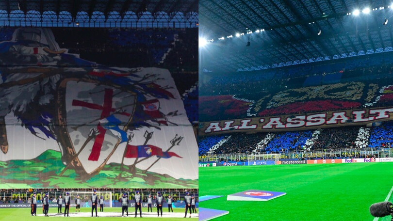 Inter-Milan, show a San Siro: coreografia spettacolare prima del derby