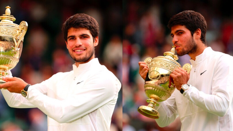 Alcaraz trionfa a Wimbledon: sorrisi e baci alla coppa