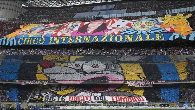 Coreografie derby: l'Inter e i topi Milan, replica "Circo Internazionale"