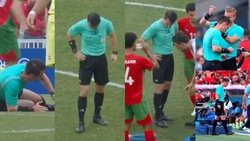 Marocco-Spagna, arbitro ko dopo uno scontro: costretto a uscire