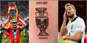 Tifoso inglese si tatua la Coppa prima di Spagna-Inghilterra: la foto è virale