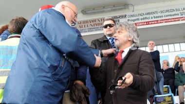 Massimo Ferrero in tribuna per Virtus Entella-Livorno