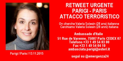 Attentato Parigi, il padre di Valeria Solesin: «Nostra figlia è morta»