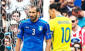 Euro 2016 Italia, Chiellini: «Ibrahimovic? L'ho sempre amato, anche per la sua simpatia»